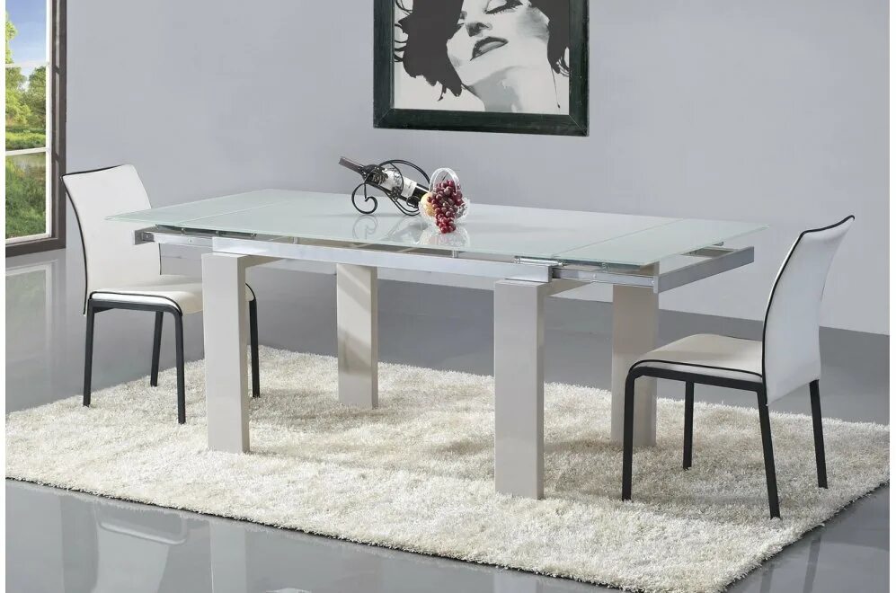 Кухонные столы стеклянные раздвижные фото Стол 2002 E - купить в Москве по цене 25 906 руб.