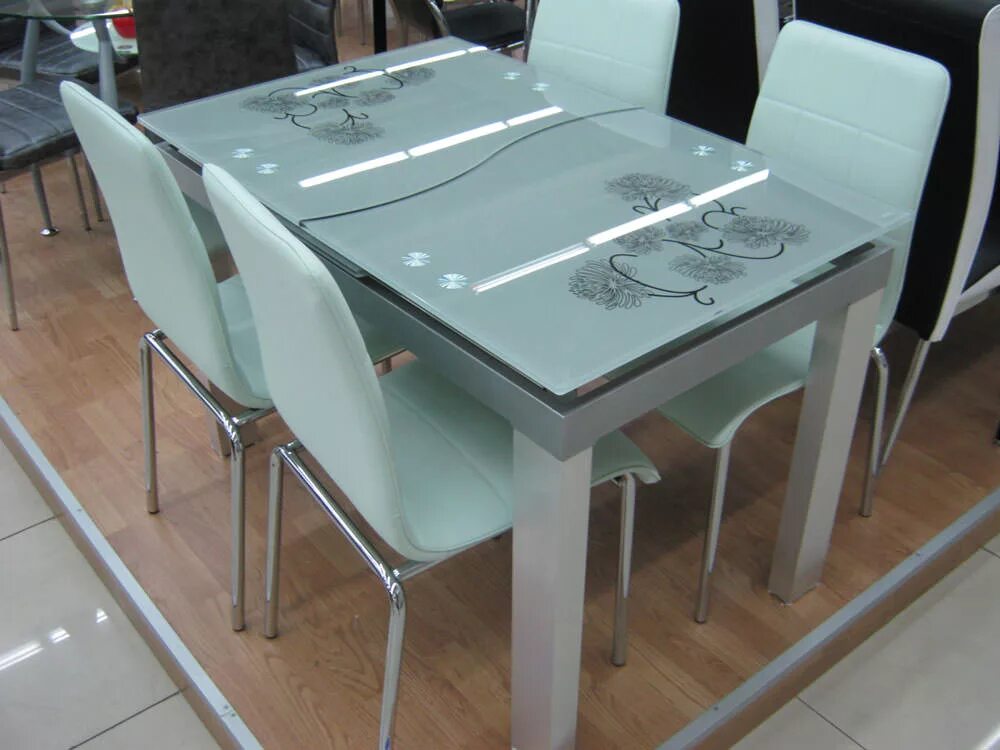 Кухонные столы стеклянные раздвижные фото Купить Раскладной стеклянный столик (С274 серый) - Киев - Строим Дом