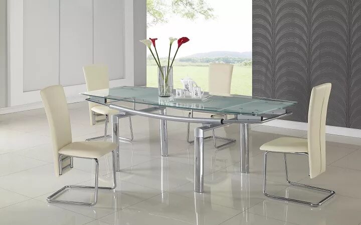 Кухонные столы стеклянные раздвижные фото Особенности выбора стеклянных столов для кухни - 13 Стульев