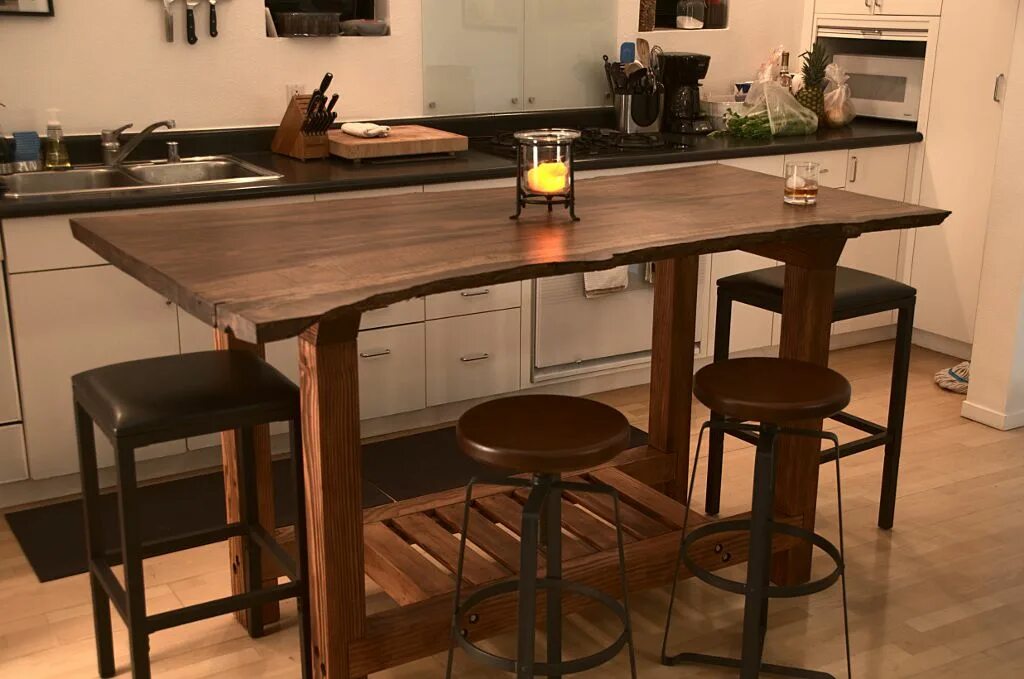 Кухонные столы своими руками фото Living Edge Table Kitchen island table, Table, Clever kitchen ideas