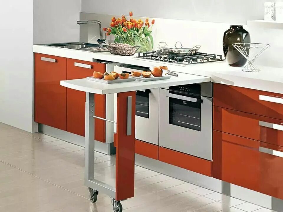Кухонные столы трансформеры для кухни фото Practical Kitchen Cucina penisola, Arredo interni cucina, Cucine piccole