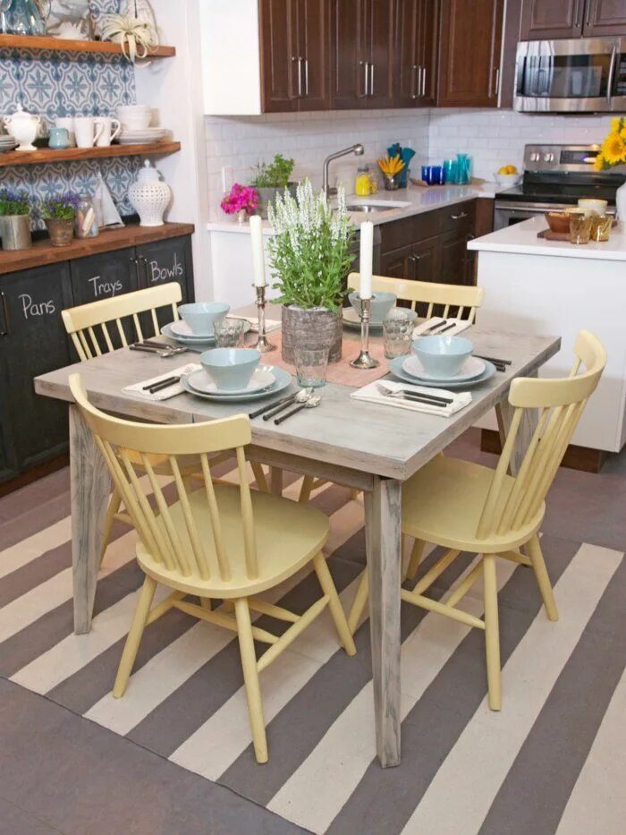 Кухонные столы в интерьере кухни фото деревянные желтые стулья для кухни фото Painted kitchen tables, Wooden kitchen t