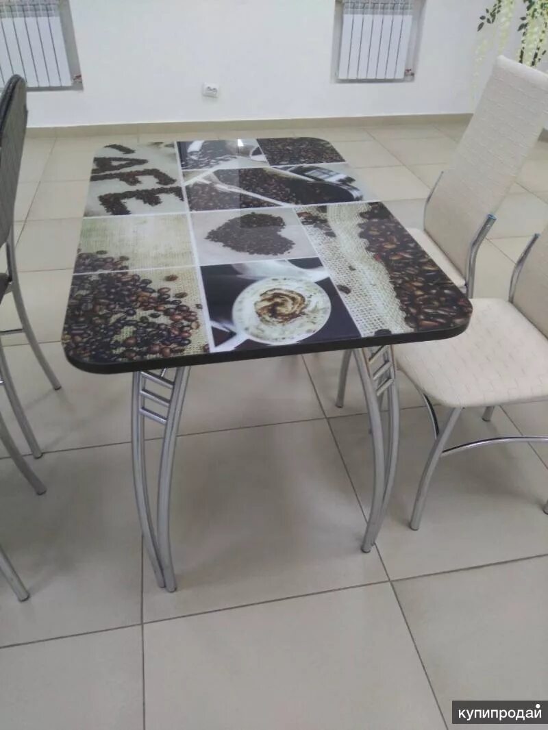 Кухонные столы в пензе фото и цены Стол обеденный "Кофе" фотопечать в Пензе