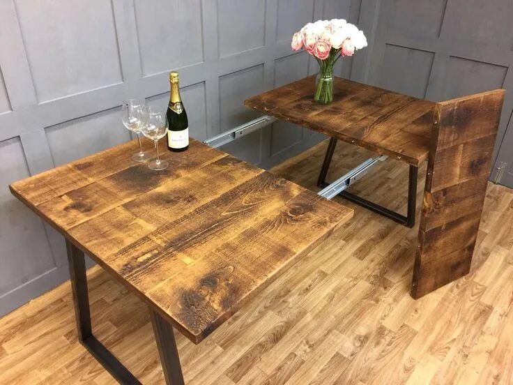 Кухонные столы в стиле лофт раздвижные Industrial Dining Table Rustic Antique Farmhouse Reclaimed Extendable Table eBay