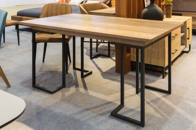 Кухонные столы в стиле лофт раздвижные Стол обеденный R-HOME раскладной Loft 120 Дуб табак hr40036041h_Табак - купить п