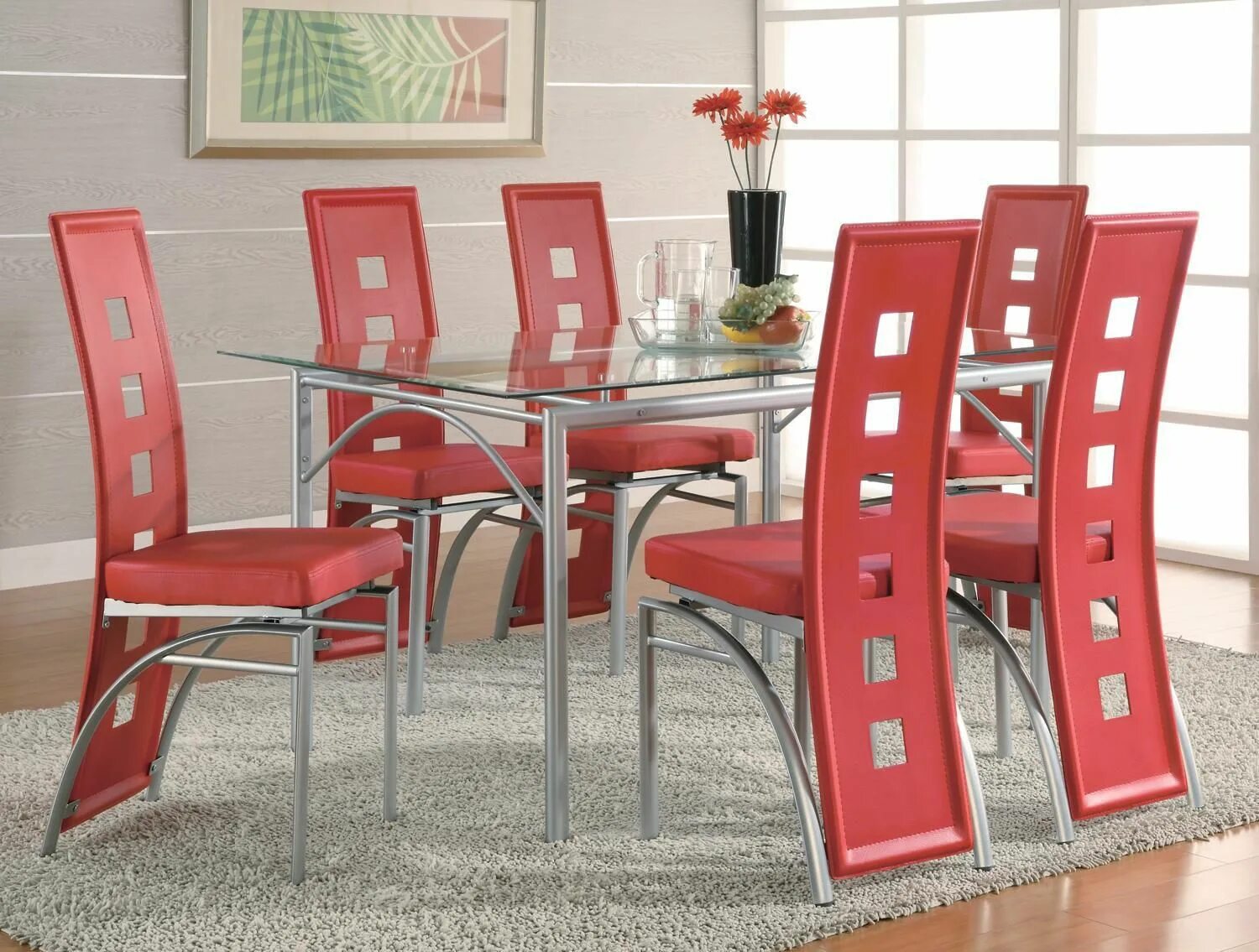 Кухонные стулья фото Coaster Los Feliz Red Table + 4 Chairs 101683 Dining room design, Modern black d