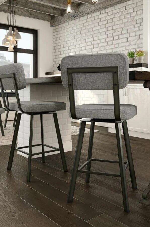 Кухонные стулья в стиле лофт Buy Amisco's Brixton Upholstered Swivel Bar Stool - Free shipping! Kitchen bar s