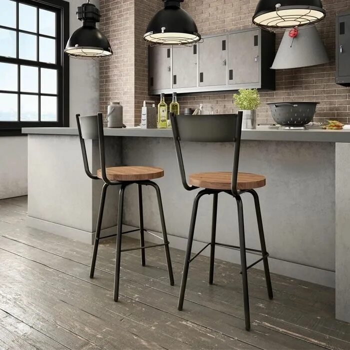 Кухонные стулья в стиле лофт ▷ 1001+ idées déco pour aménager une cuisine style industriel Breakfast bar stoo