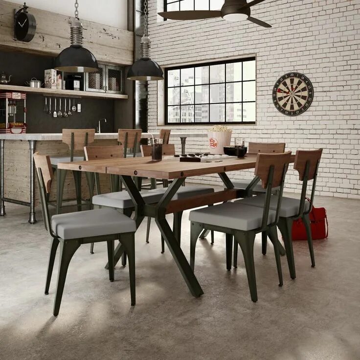 Кухонные стулья в стиле лофт Darcelle 7 Piece Industrial Dining Set