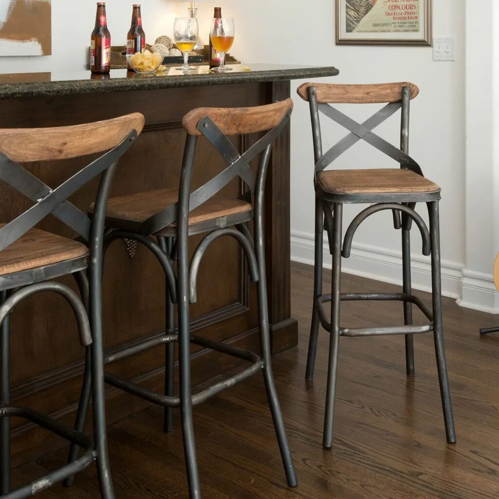Кухонные стулья в стиле лофт The cottage-style inspired Powell Stool features a time honored craftsmanship wi