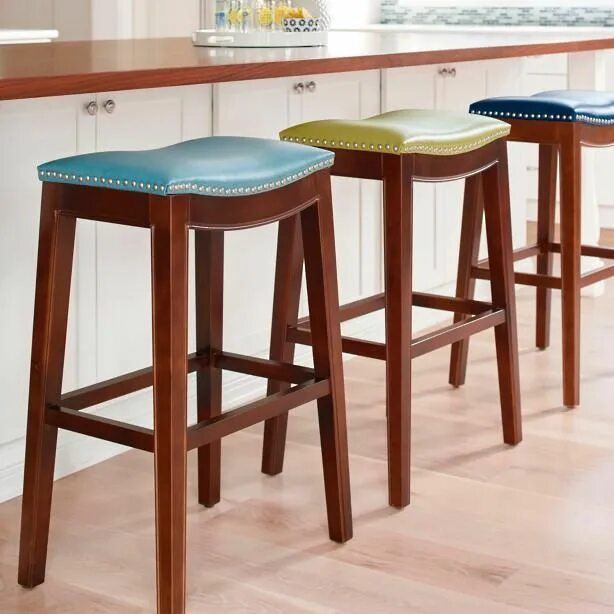 Кухонные табуретки фото Subtly contoured, the Julien Bar Stool has a comfortable upholstered seat articu