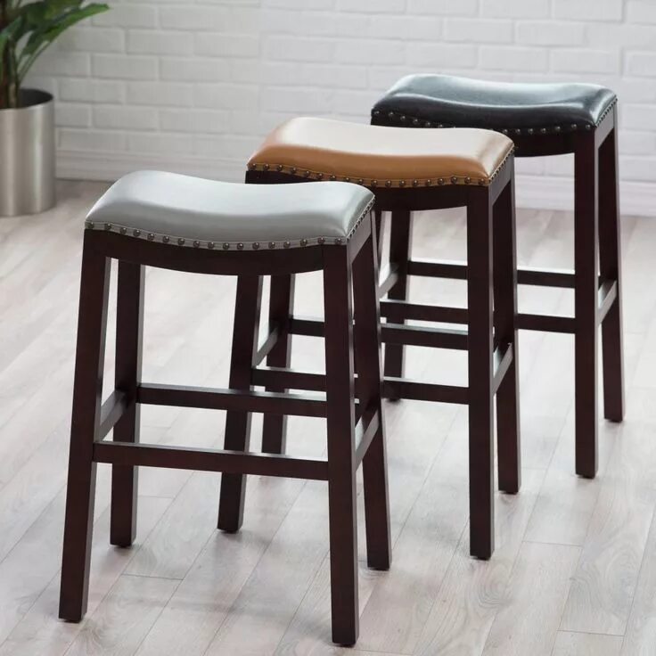 Кухонные табуретки фото и цены Belham Living Hutton Nailhead Bar Stool www.hayneedle.com Backless bar stools, B