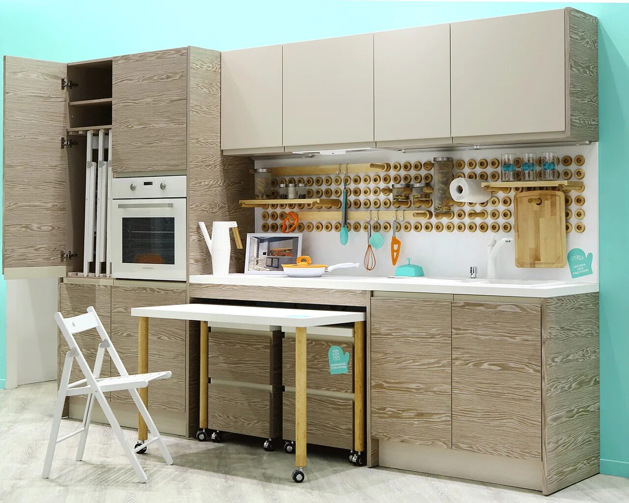 Кухонные трансформеры для маленькой кухни фото Кухонный гарнитур стол трансформер (много фото) - dizainmix.ru