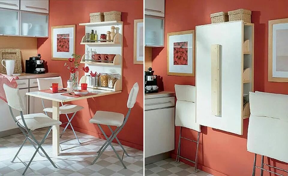 Кухонные трансформеры для маленькой кухни фото Fold down table - shipping station hidden away? : ) Kitchen design, Home kitchen