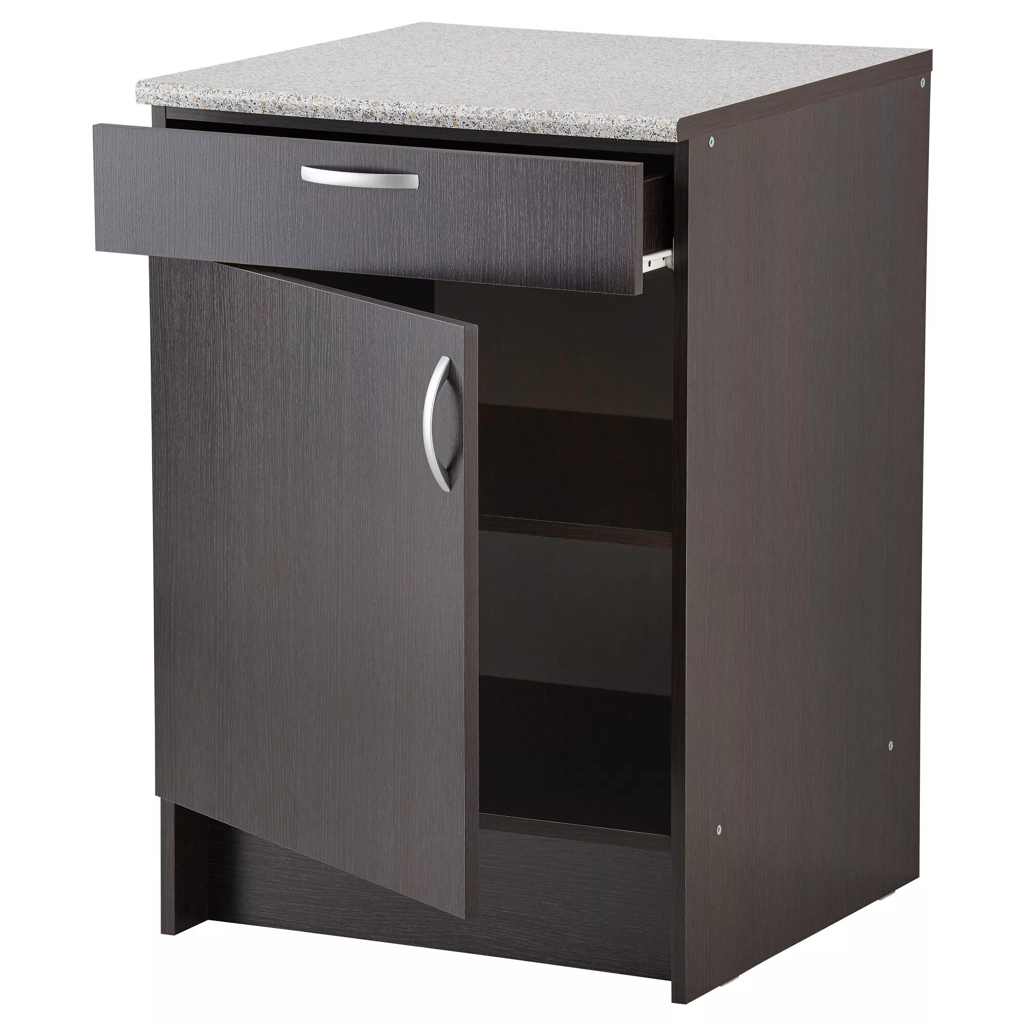 Кухонные тумбочки фото Купить Напольный шкаф с дверью и ящиком АЛЬБРУ, черно-коричневый в ИКЕА (Минск).