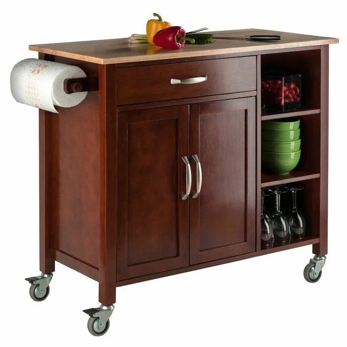 Кухонные тумбочки фото Kitchen Islands & Carts Kitchen cart, Walnut kitchen, Winsome wood