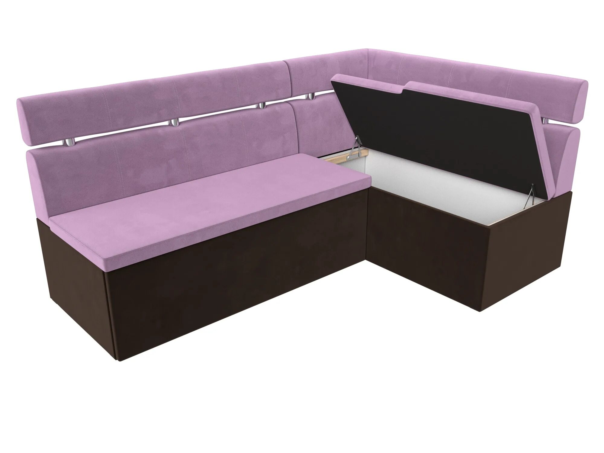 Кухонные угловые диваны фото цена Кухонный угловой диван Классик правый угол, микровельвет (Сиреневый/Коричневый) 