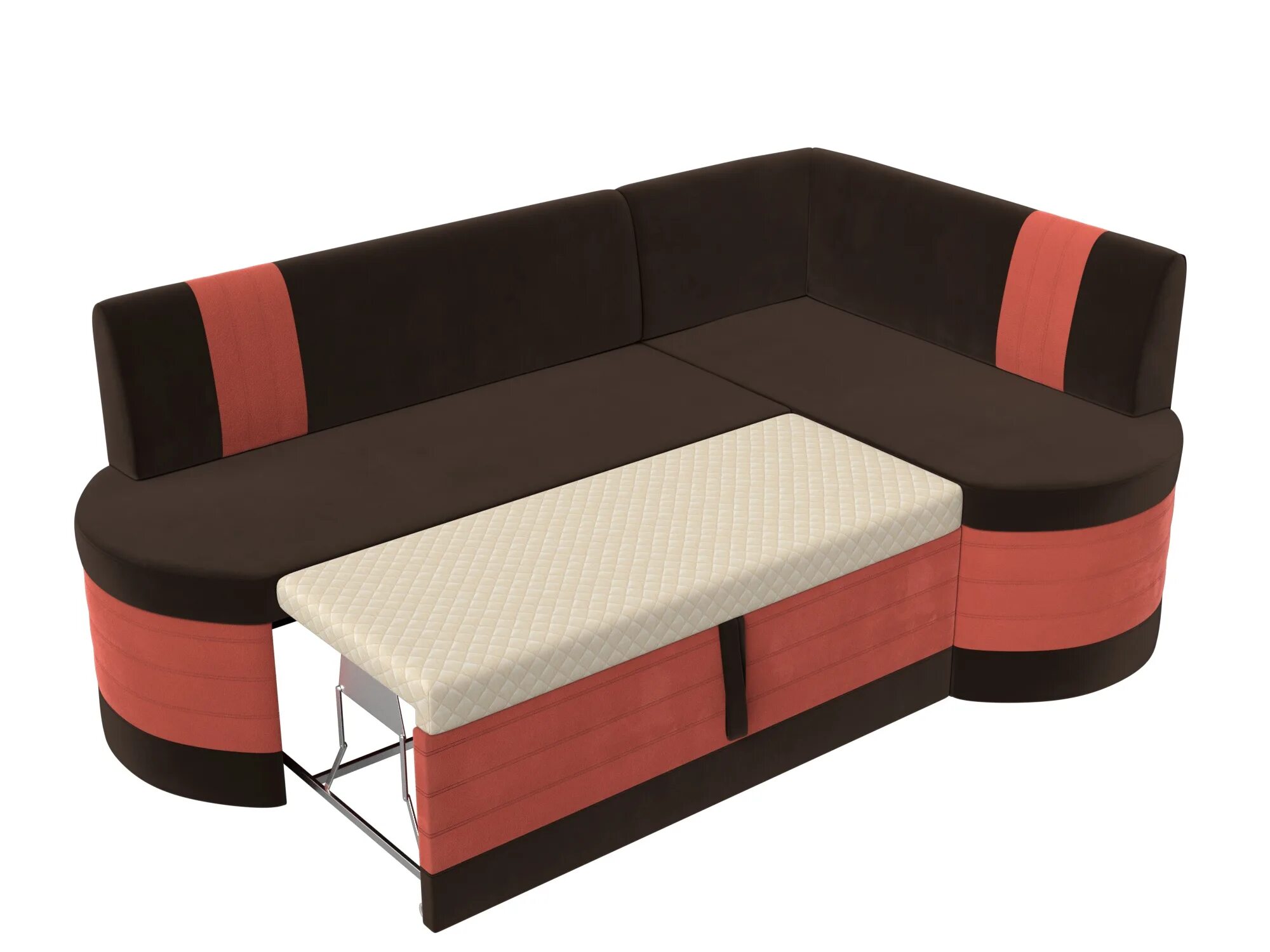 Кухонные угловые диваны фото цена Кухонный угловой диван Токио правый угол, микровельвет (Коричневый/Коралловый) а