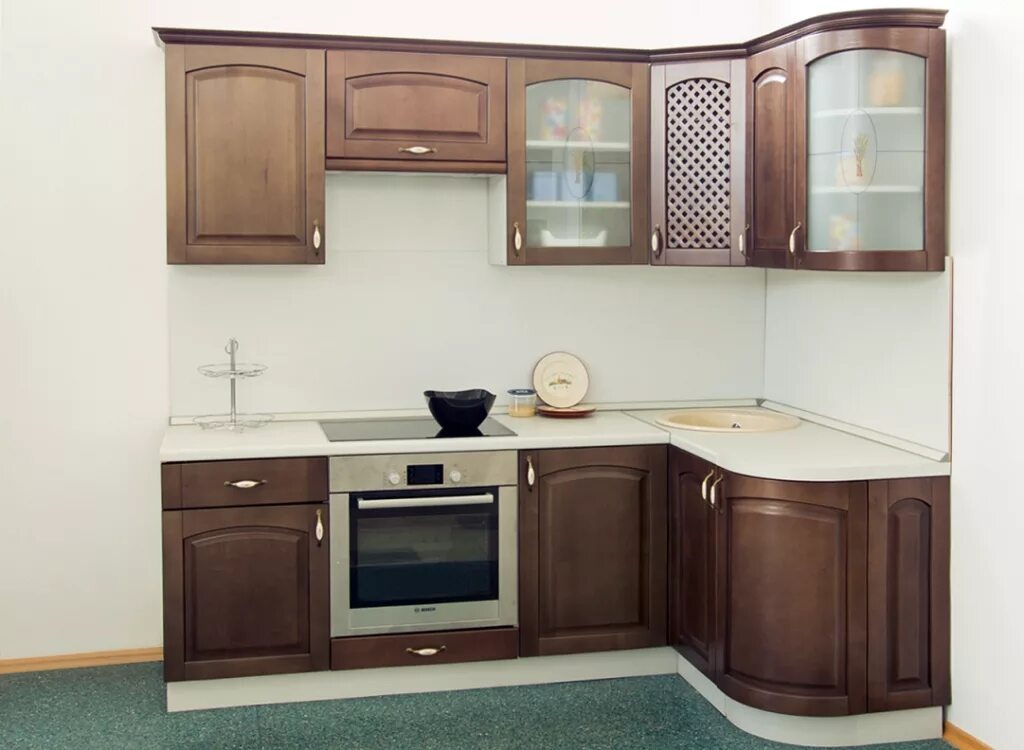 Кухонные угловые фото и цены Кухня Трапеза Массив Люкс угловая 1335*1600 (700) Боровичи мебель из раздела Кух