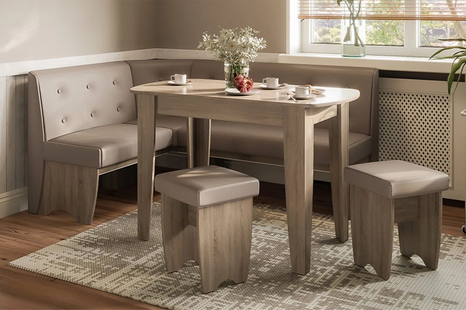 Кухонные уголки воронеж фото Купить Кухонный уголок Барселона (дуб сонома трюфель/ м/в duna stone) с доставко