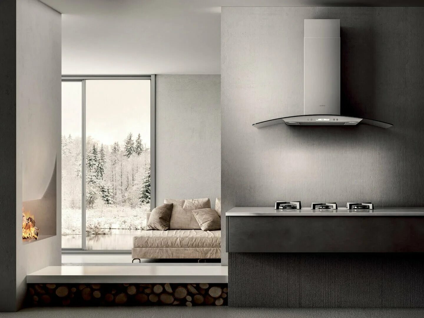 Кухонные вытяжки в интерьере Вытяжка каминная Elica Circus Plus IX/A/90 нержавеющая сталь управление: кнопочн