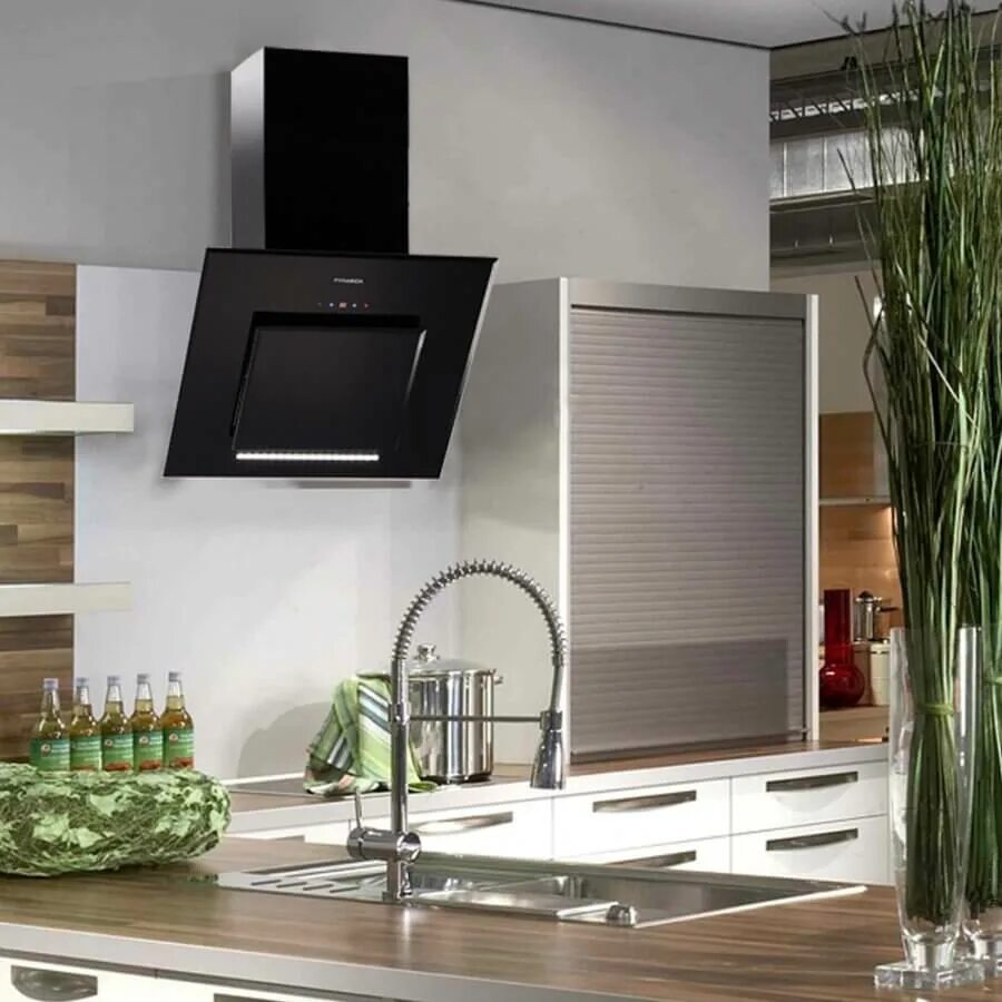 Кухонные вытяжки в интерьере кухни с трубой Вытяжки для открытой кухни от производителя по низким ценам