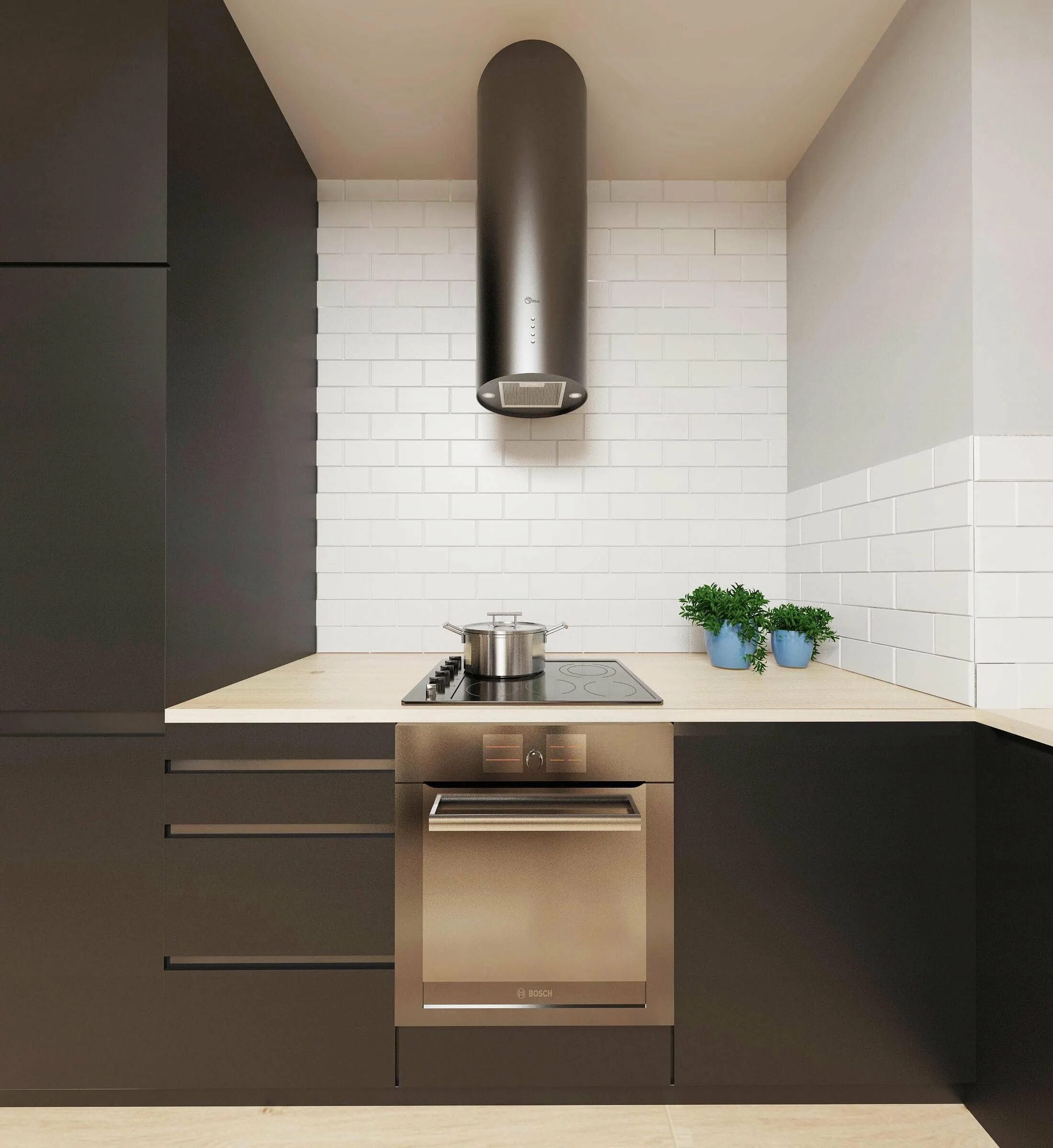 Кухонные вытяжки в интерьере кухни с трубой Вытяжка круглая для кухни - Roleton.ru