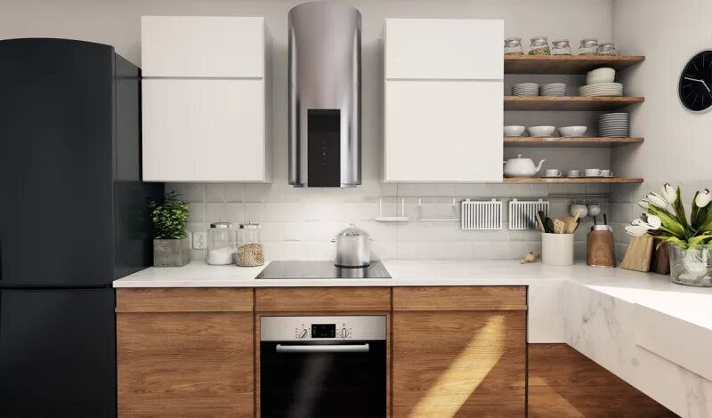 Кухонные вытяжки в интерьере кухни с трубой Кухонная вытяжка Konigin Equilibrium W Steel Glass - купить по низкой цене в инт