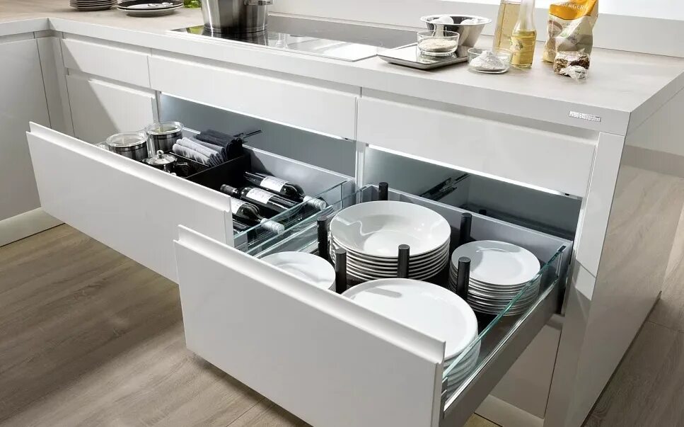 Кухонные ящики фото Глубина нижних кухонных шкафов: стандартное значение для кухни. Как рассчитать о