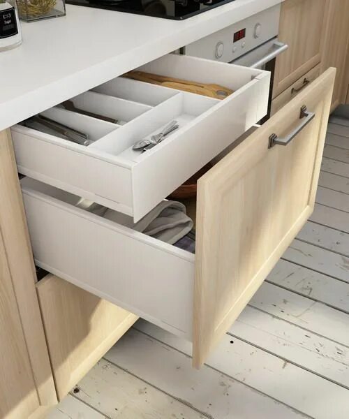 Кухонные ящики фото Купить молочно-бежевые кухни от производителя. Фабрика мебели Mr.Doors