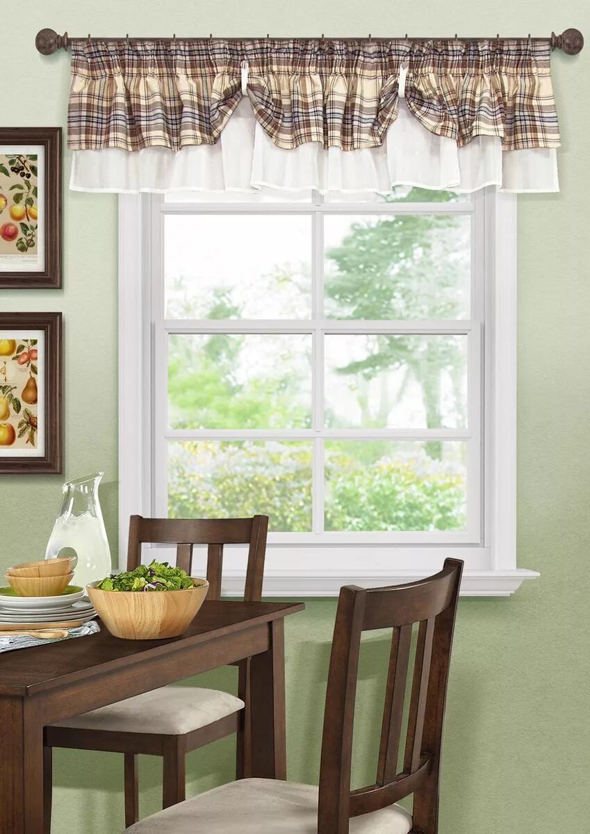 Кухонные занавески короткие фото Штора KauffOrt "Осло" , 44х276см, коричневый, Хлопок, Полиэстер купить по низкой