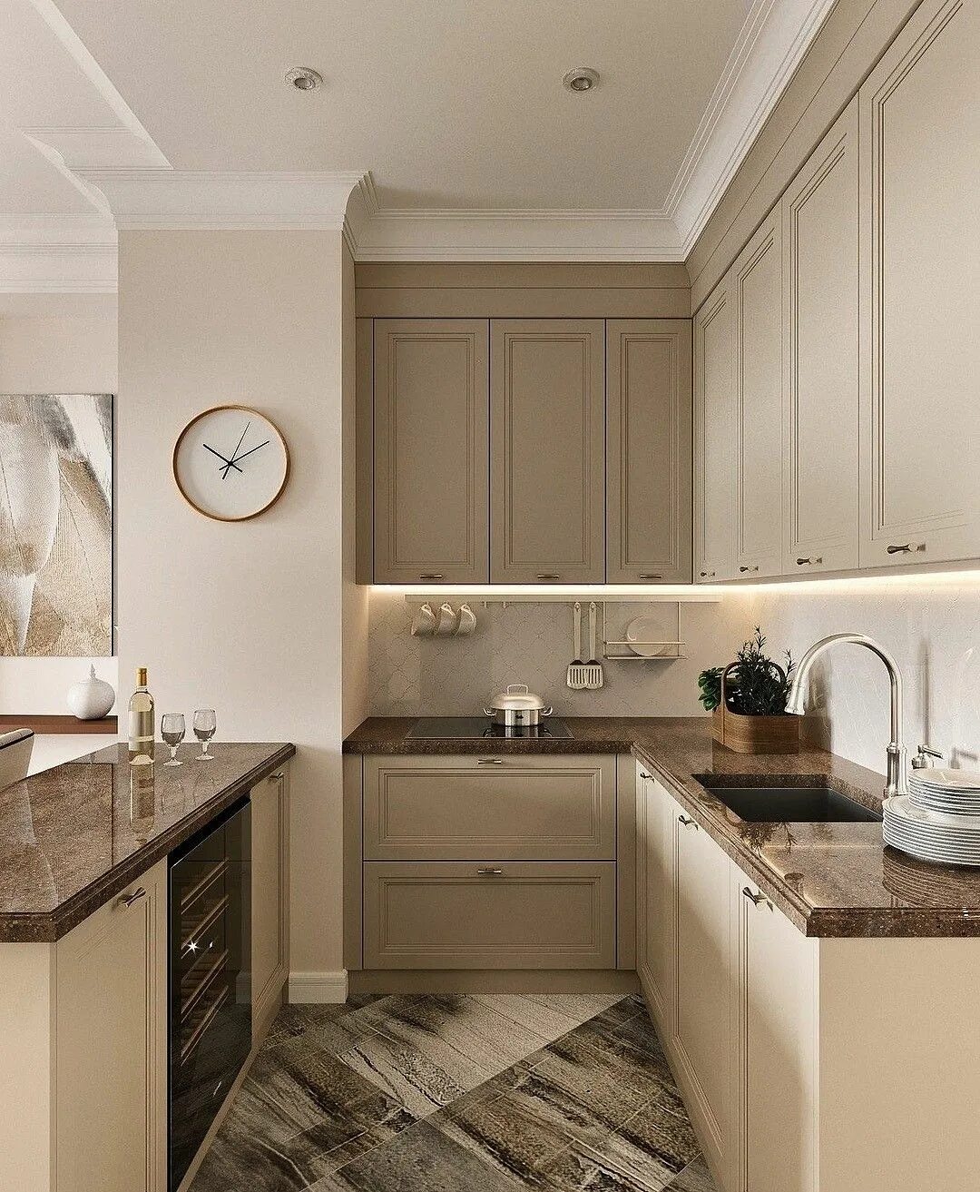 Кухонный бежевый интерьер Кухня в стиле неоклассика: 70 вариантов дизайна с фото и советы по оформлению Ki