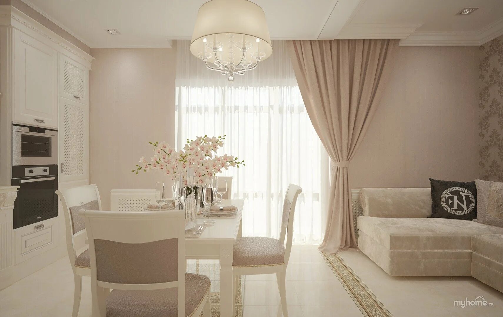 Кухонный бежевый интерьер Бежевый кремовый обои на кухню (62 фото)