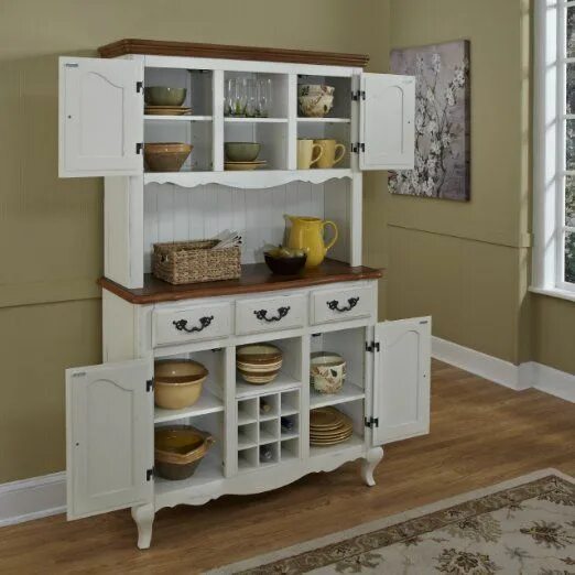 Кухонный буфет современный для кухни фото Home Styles The French Countryside Buffet and Hutch, Oak/Rubbed White White chin