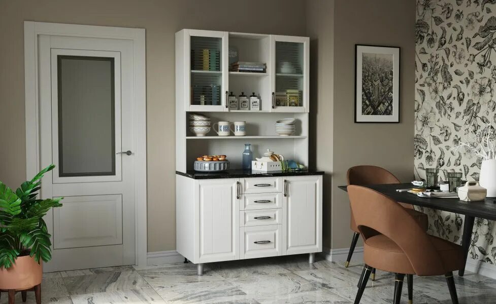 Кухонный буфет современный для кухни фото Буфет 1200 МДФ Сосна Прованс от 9490 руб. / Мебельная фабрика "Гермес", г. Пенза