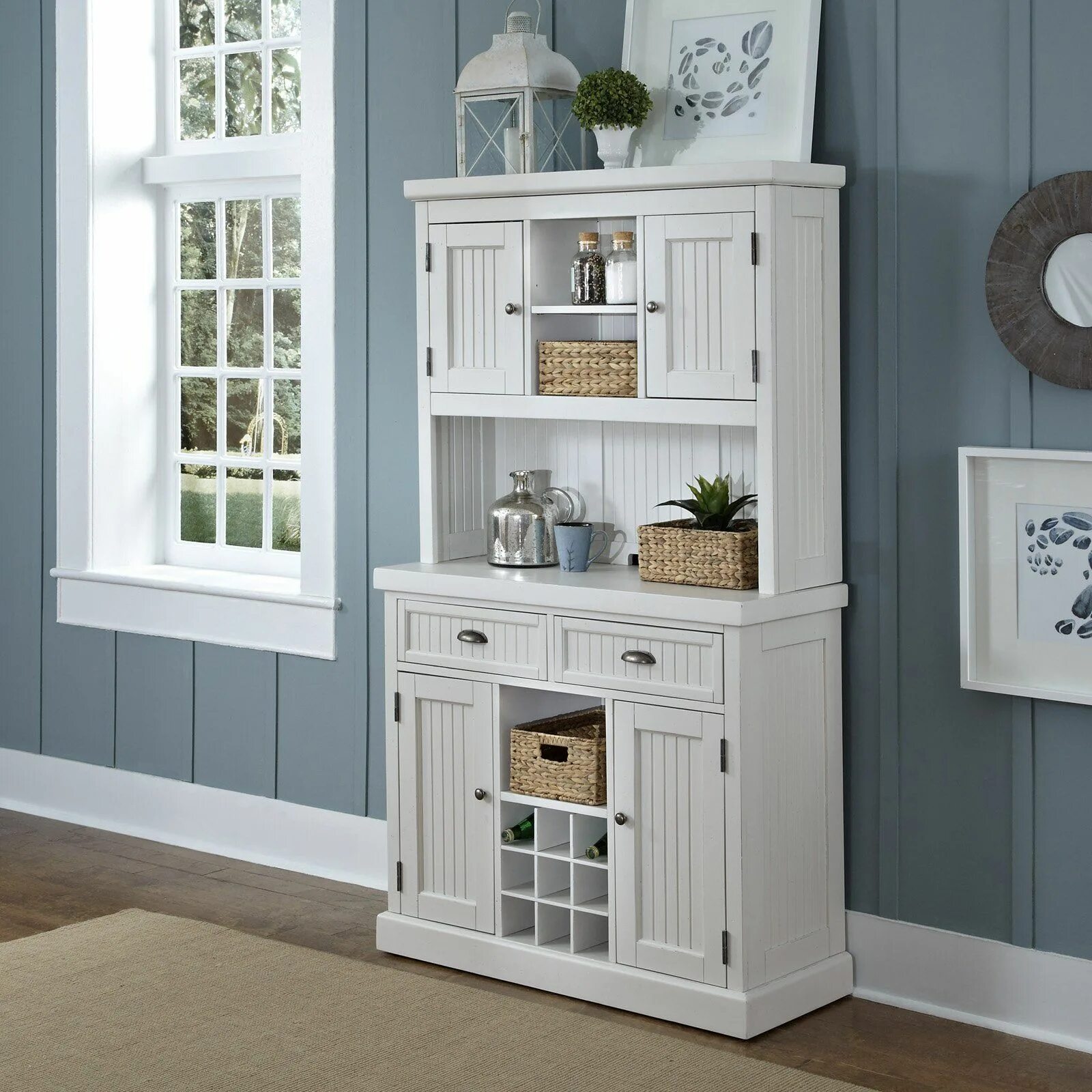 Кухонный буфет в интерьере Home Styles Nantucket Distressed White China Cabinet www.hayneedle.com Dining ro