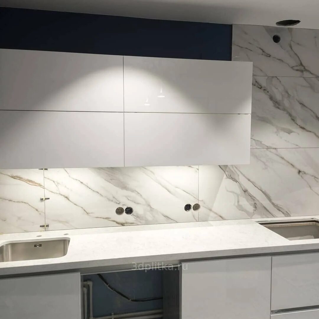 Кухонный фартук из керамогранита 120х60 фото Отзыв: плитка под мрамор на фартук для кухни