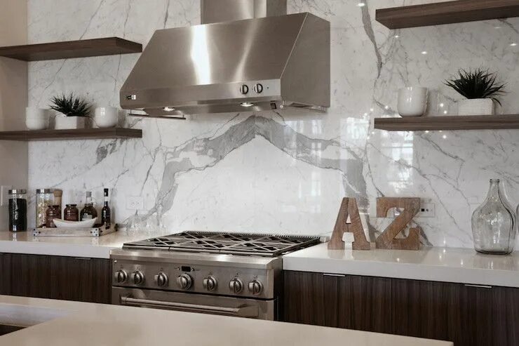 Кухонный фартук из керамогранита фото Full Height Backsplash - Contemporary - Kitchen - CR Home Design Kitchen remodel