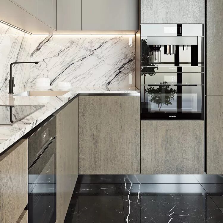 Кухонный фартук из керамогранита фото #herringbonefloor * Фото и видео на Instagram White kitchen inspiration, Gorgeou