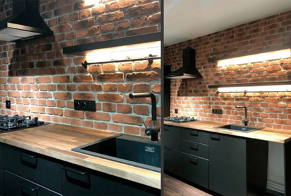 Кухонный фартук из кирпича фото Фартук для кухни: 5 на 5 устаревших и актуальных вариантов Школа дизайна интерье