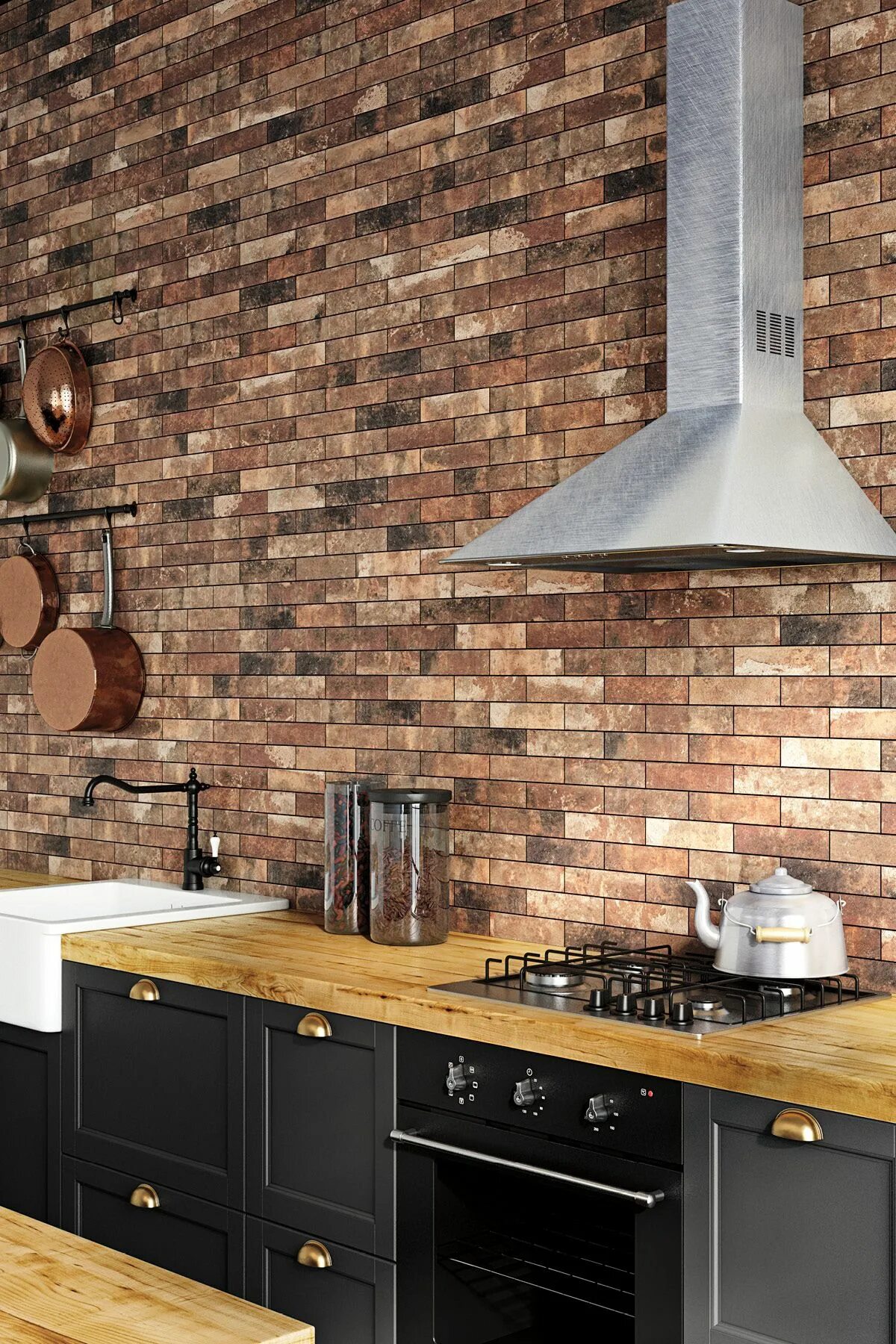 Кухонный фартук из кирпича фото Marazzi - Urban District BRX Brick kitchen, Kitchen brick wall, Interior design 