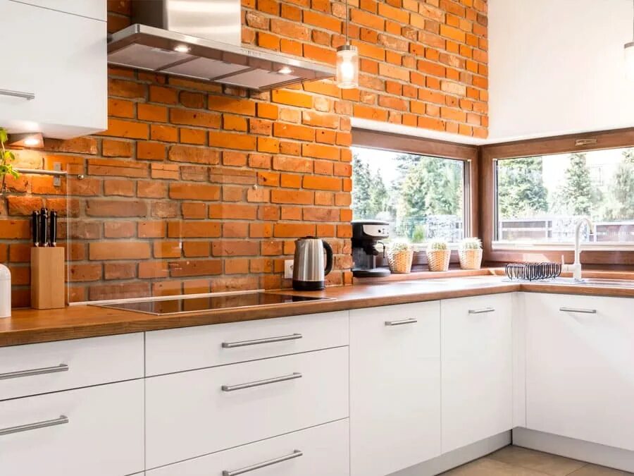 Кухонный фартук из кирпича фото Какой фартук выбрать для кухни. Какой лучше по внешнему виду и практичности - Ку