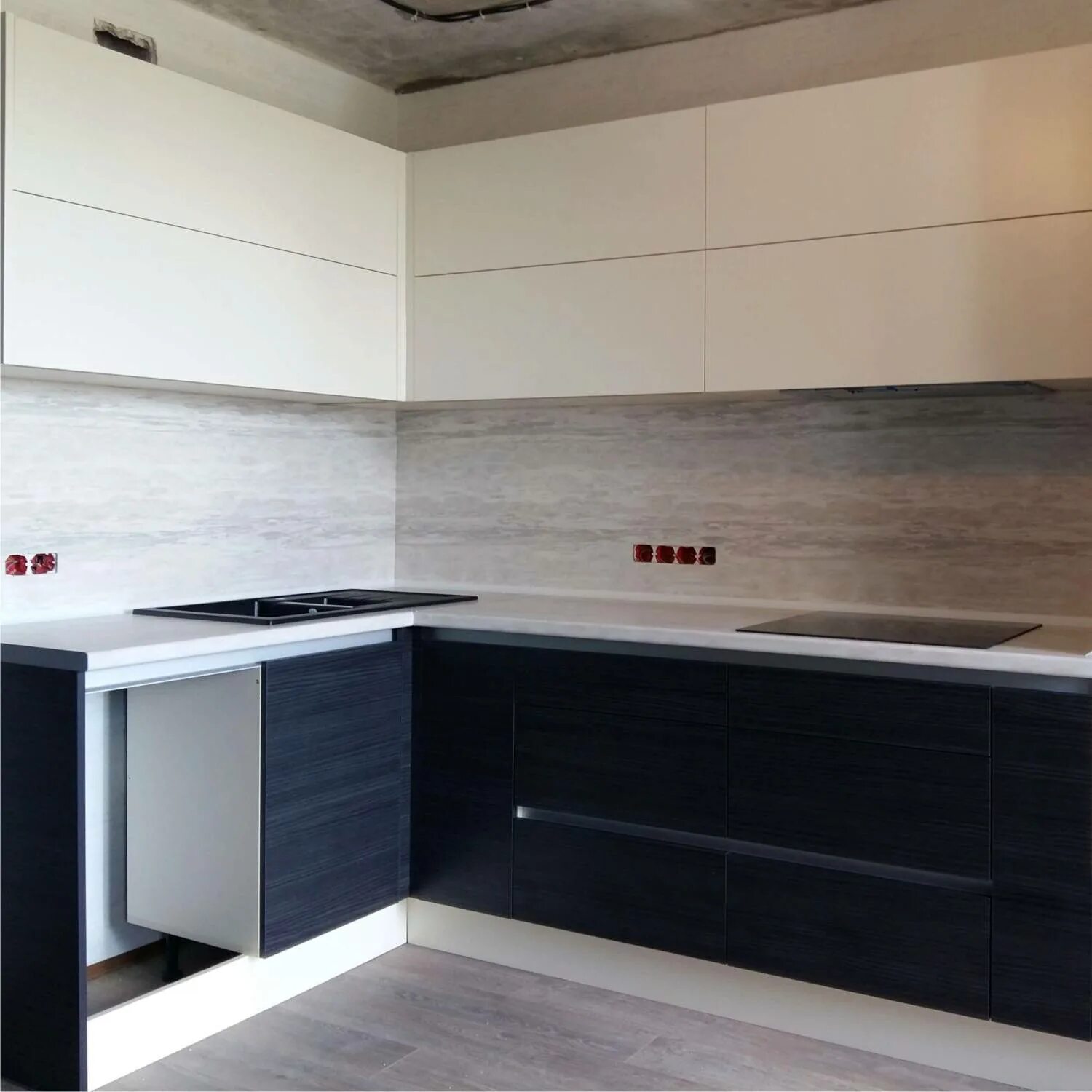 Кухонный фартук из ламината фото Ламинат вместо фартука на кухне