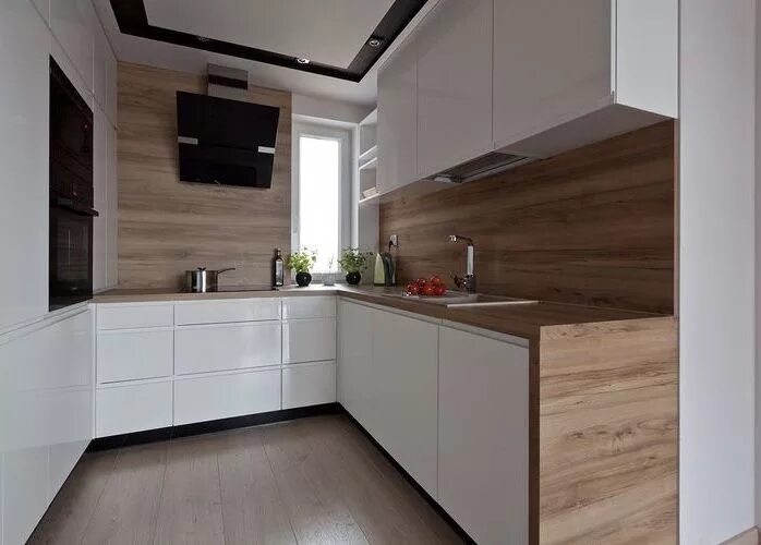Кухонный фартук из ламината фото Kuhinja u kombinaciji univera i medijapana Modern kitchen, Kitchen design, Handl