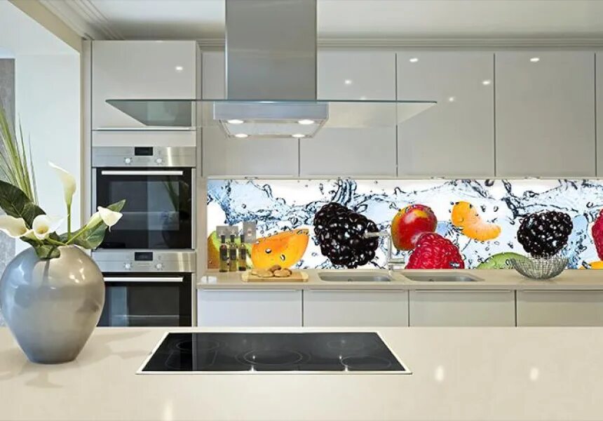Кухонный фартук из стекла фото Фартук скинали из стекла - заказать для кухни