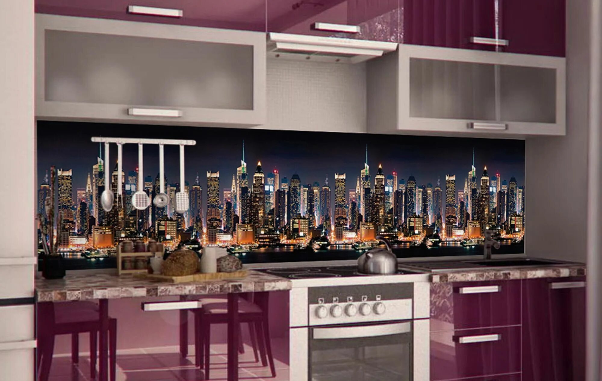 Кухонный фартук купить фото Кухонный фартук ПВХ Ночной Город