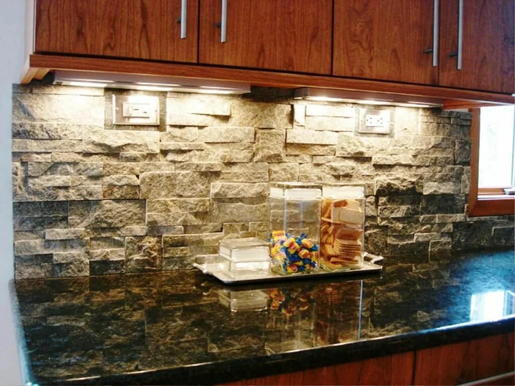 Кухонный фартук на стену камни фото Image result for stacked stone backsplash Stone backsplash kitchen, Stone tile b