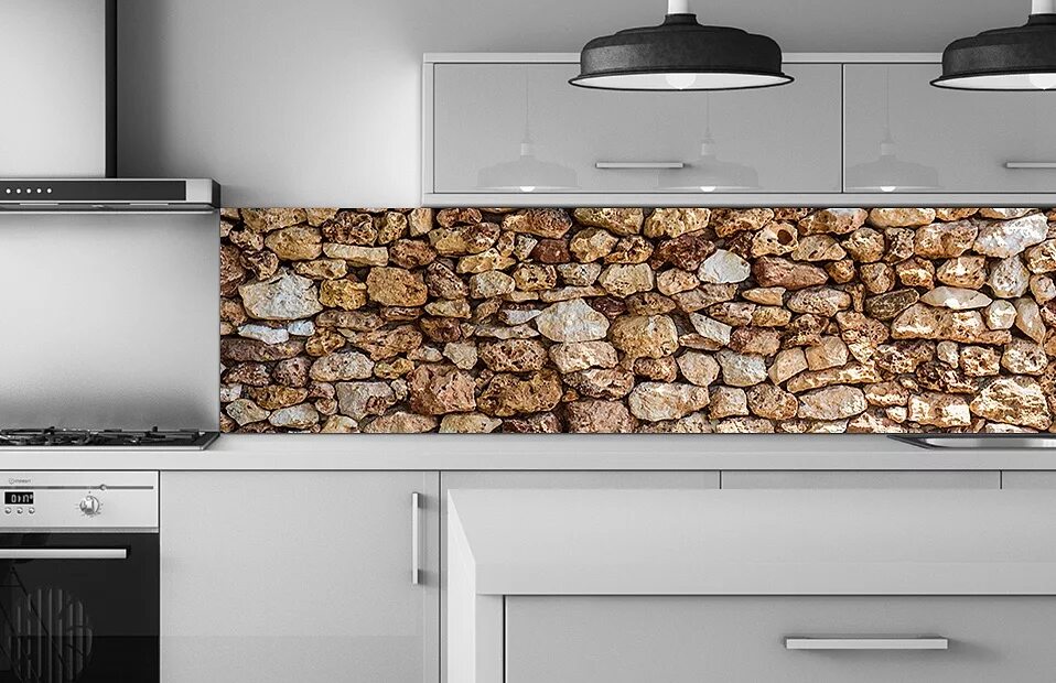 Кухонный фартук на стену камни фото Фартук для кухни под камень - купить скинали выгодно с доставкой Skinali Shop