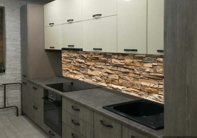 Кухонный фартук на стену камни фото Скинали для кухни кирпичи: 75 фото в интерьере