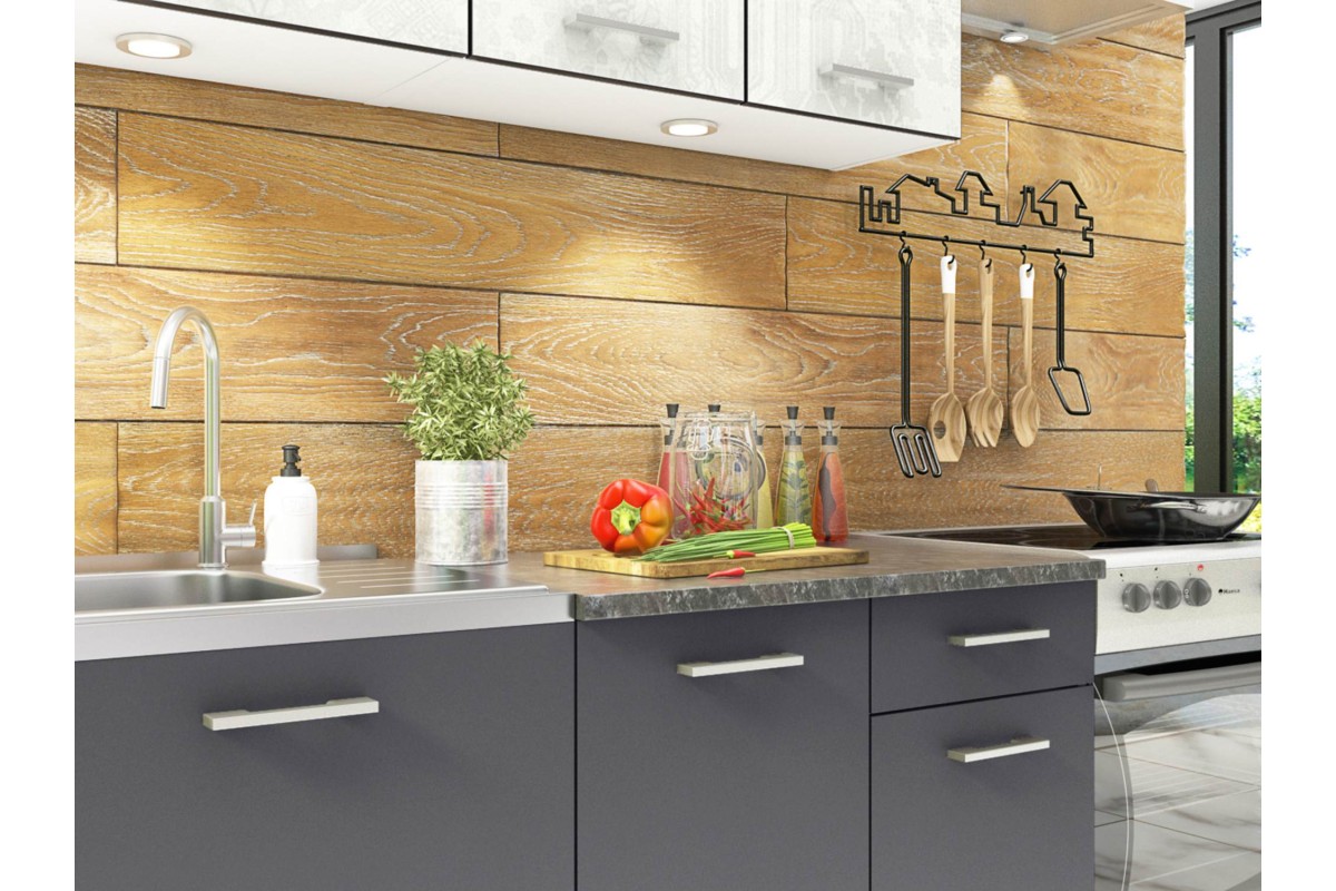 Кухонный фартук под дерево фото Кухонный гарнитур Бланка, артикул 10015393 купить с доставкой по Москве, цена 19